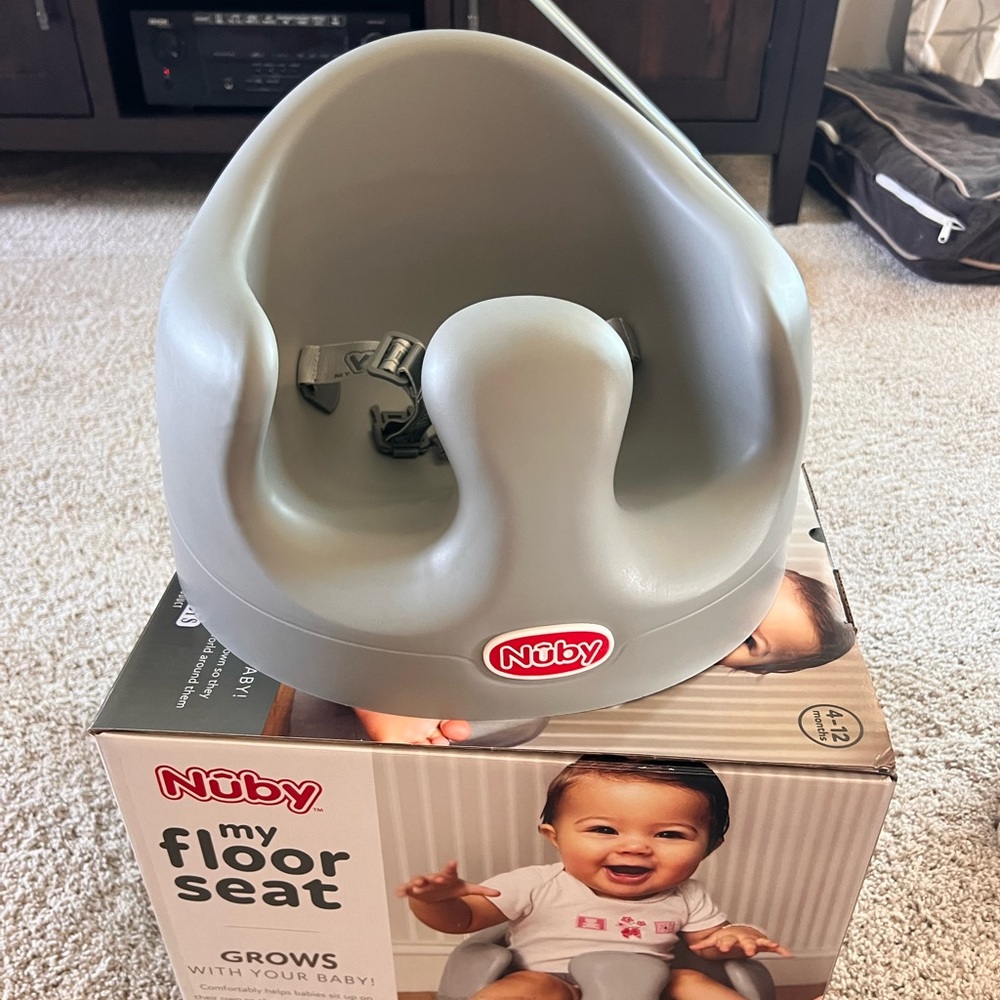 Gray Baby Seat with Safety Harness